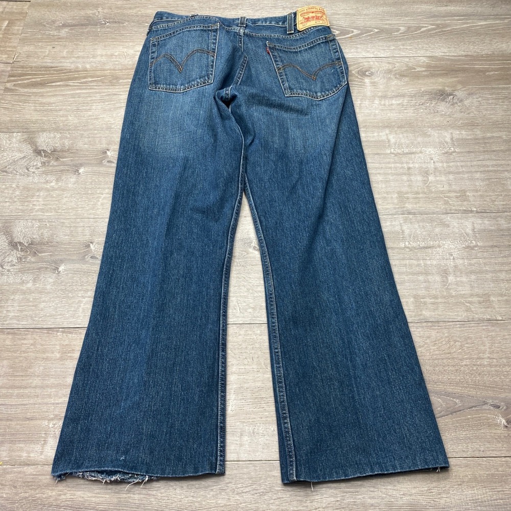 Levis Jeans 527 Low Boot Cut Mens 38x32 Blue Cotton Denim Slim Fit Casual - Picture 4 of 10